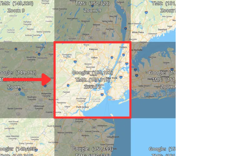 Selecting the right tile at zoom 9
